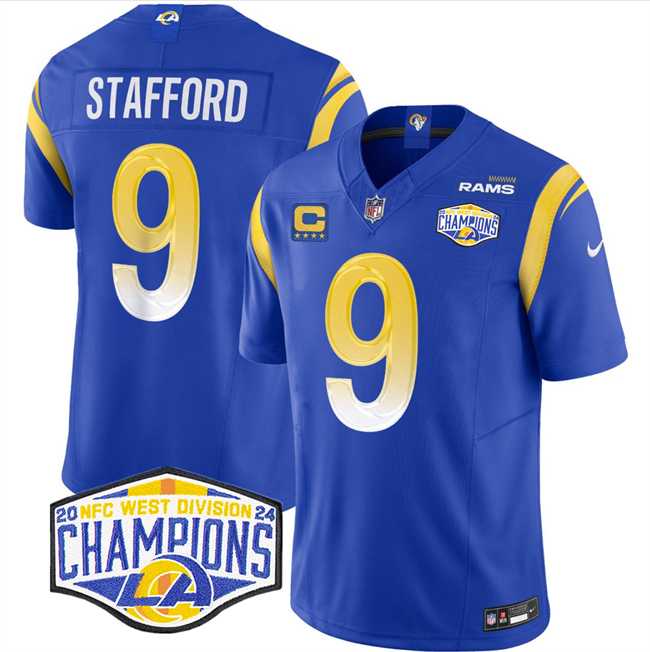 Men%27s Los Angeles Rams #9 Matthew Stafford Blue 2024 NFC West Champions With 4-Star C Patch F.U.S.E. Vapor Untouchable Stitched Jersey->kansas city chiefs->NFL Jersey